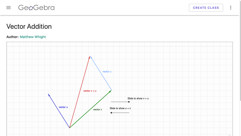Screenshot of Vector Addition