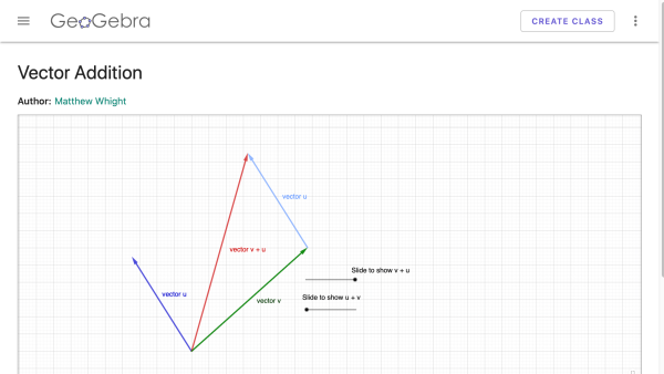Screenshot of Vector Addition