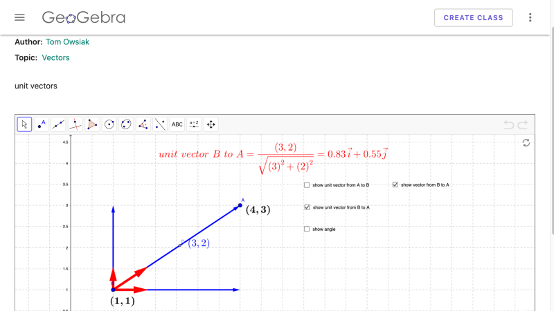 Screenshot of Unit vectors
