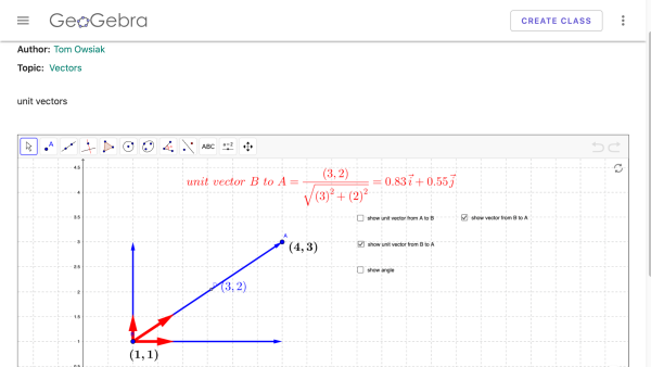 Screenshot of Unit vectors