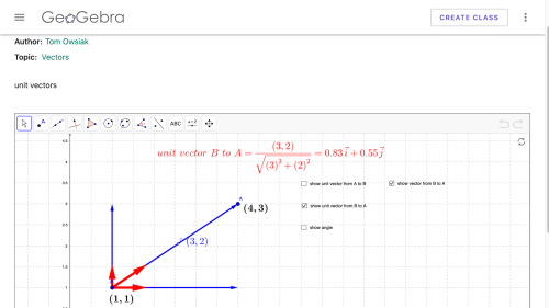 Screenshot of Unit vectors