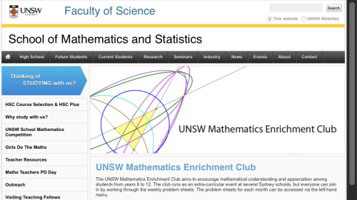 Screenshot of UNSW Mathematics Enrichment Club