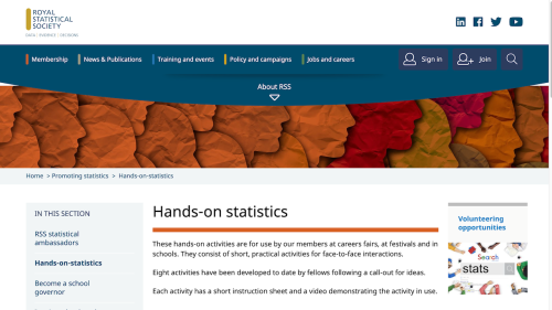 Screenshot of Hands-on statistics
