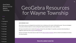 Screenshot of GeoGebra Resources for Wayne Township