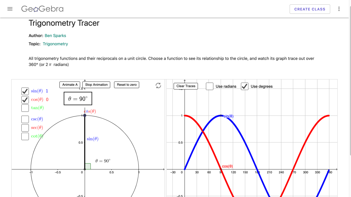 Screenshot of Trigonometry Tracer