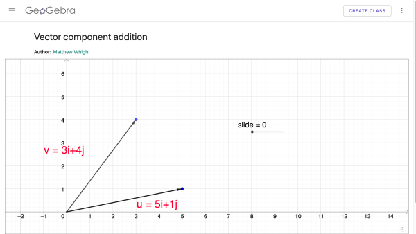 Screenshot of Vector component addition