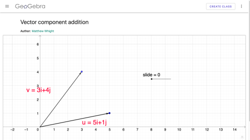 Screenshot of Vector component addition