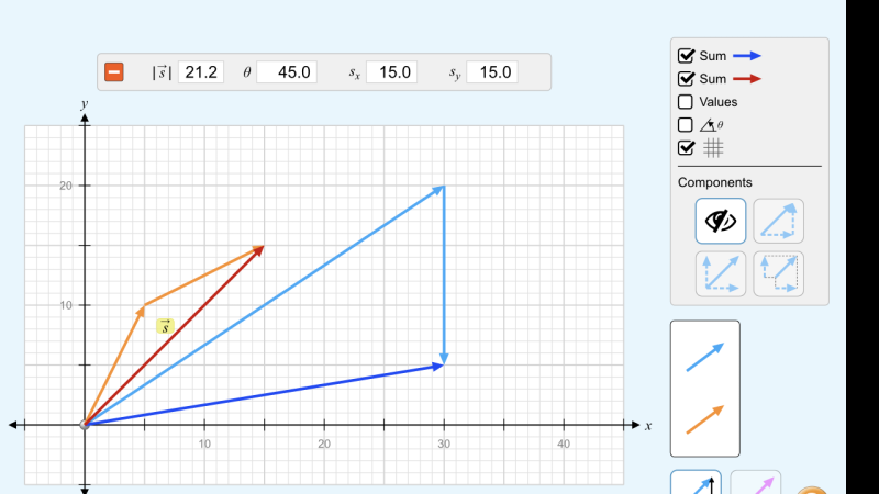 Screenshot of Vector Addition