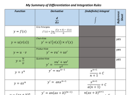 Preview of Summary of Differentiation and Integration Rules