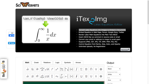 Screenshot of iTex2Img Latex equation editor