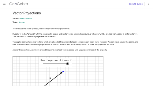 Screenshot of Vector Projections