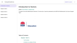 Screenshot of Introduction to Vectors - GeoGebra collection