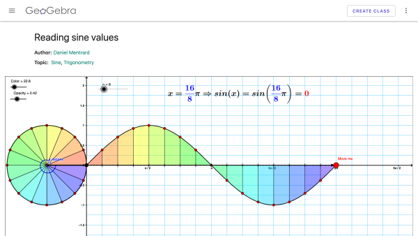 Screenshot of Reading sine values