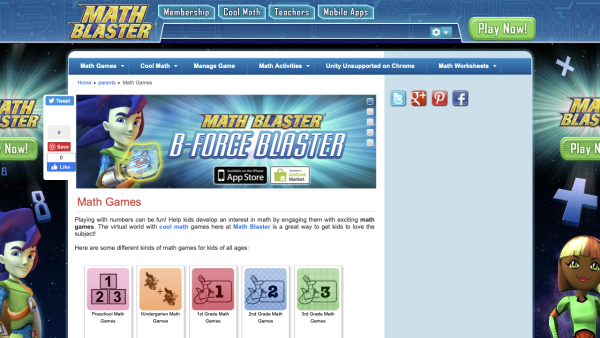 Screenshot of Math Blaster