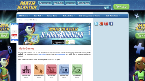 Screenshot of Math Blaster