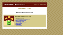 Screenshot of Mathwire.com mathematical games