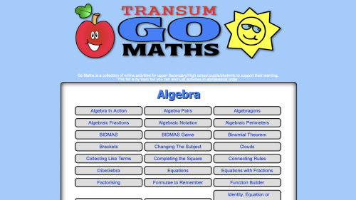 Screenshot of Transum Go Maths