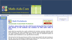 Screenshot of Math-Aids.com