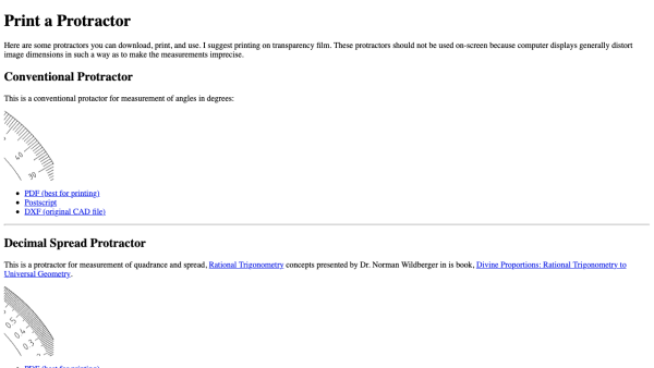 Screenshot of Print a protractor