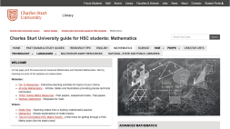 Screenshot of Charles Sturt University guide for HSC students: Mathematics