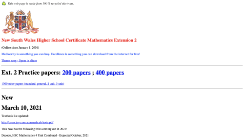 Screenshot of Past Papers: Extension 2