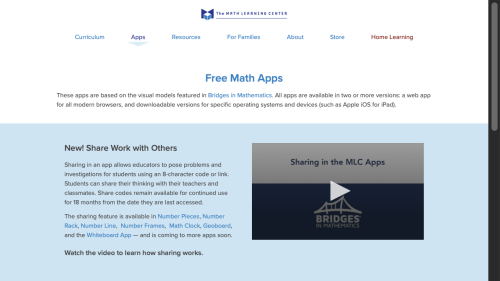 Screenshot of The Math Learning Center