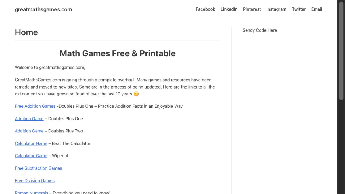 Screenshot of Adrian Bruce’s Maths Stuff