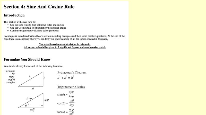 Screenshot of Non Right Angled Trig - how to decide which rule to use?