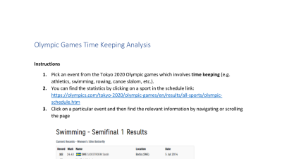 Preview of Olympic Games Timekeeping Analysis