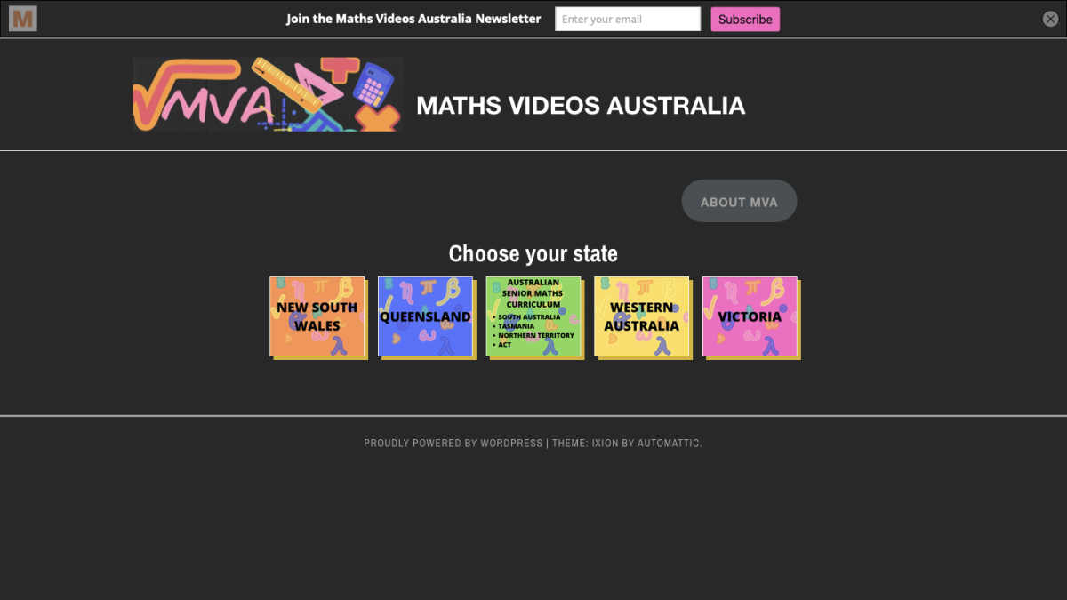 Screenshot of Maths Videos Australia