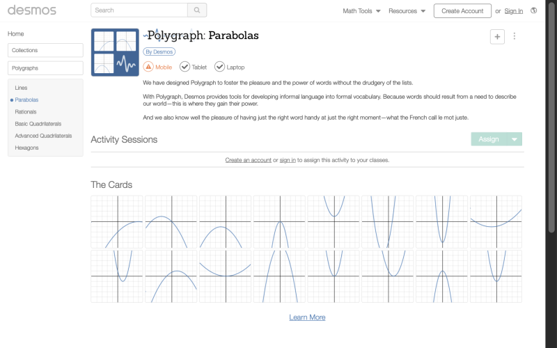 Polygraph Math Polygraph: Parabolas - MathsLinks