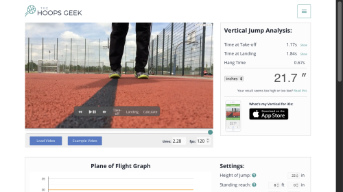 Screenshot of Vertical Jump Analysis