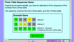 Screenshot of Times Table Sequences game