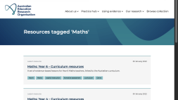 Screenshot of AERO Maths Curriculum resources