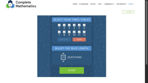 Screenshot of Times Tables - Complete Mathematics