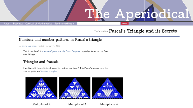 Screenshot of Pascal’s Triangle and its Secrets