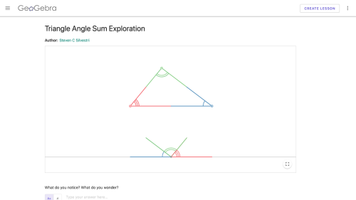 Screenshot of Triangle Angle Sum Exploration
