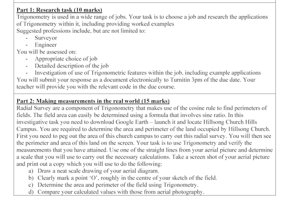 Preview of Trigonometry in the real world - assignment