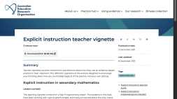 Screenshot of Explicit instruction teacher vignette