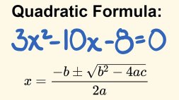 Screenshot of How to use the quadratic formula to solve quadratic equations