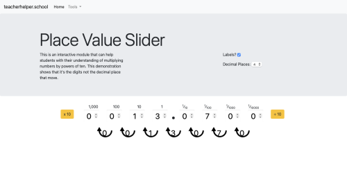 Screenshot of Place Value Slider