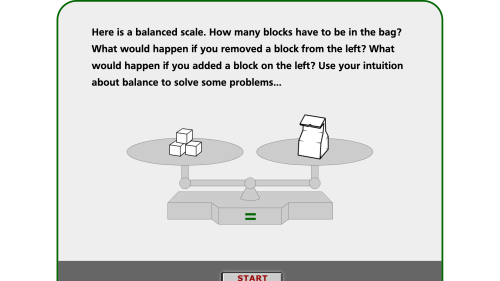 Screenshot of Balancing Scales To Solve Equations