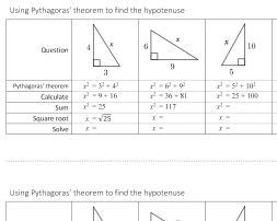 Preview of Pythagoras’ theorem - faded worked examples