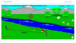 Screenshot of Applied trigonometry - the width of a river