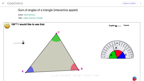 Screenshot of Sum of angles of a triangle