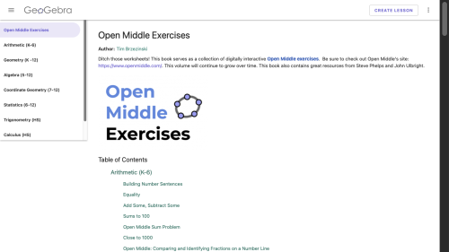 Screenshot of Open Middle Exercises