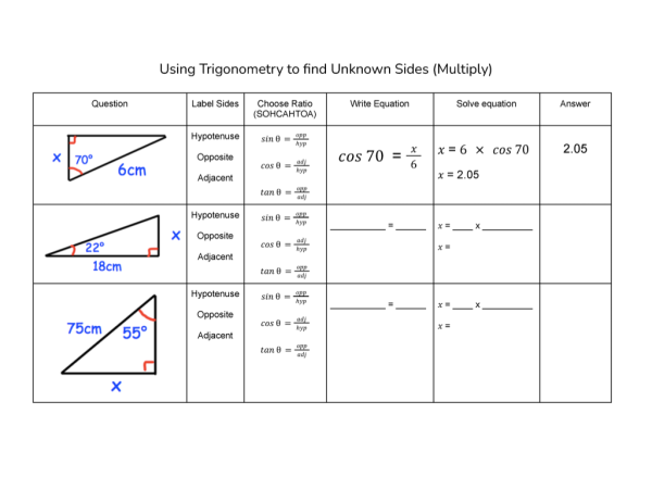 Preview of Scaffolded trigonometry worksheets