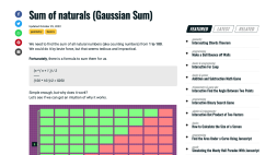 Screenshot of  Sum of naturals (Gaussian Sum)