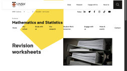 Screenshot of Revision worksheets - UNSW Mathematics and Statistics
