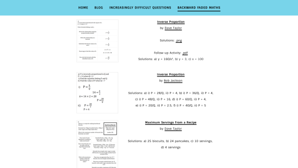 Screenshot of Backward faded maths